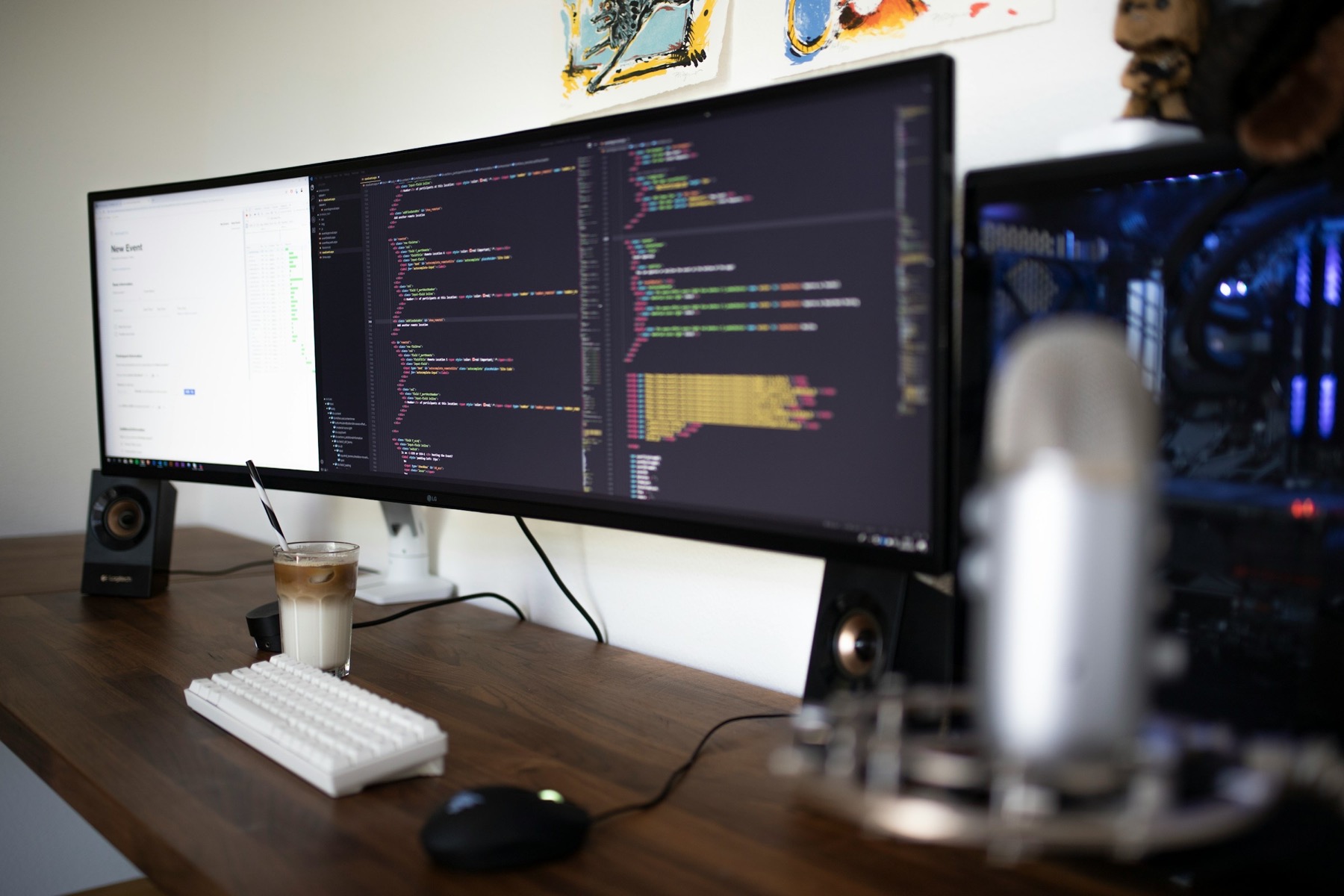 Laptop with iPhone and Android phone showing the same app interface, illustrating React Native cross-platform product development
